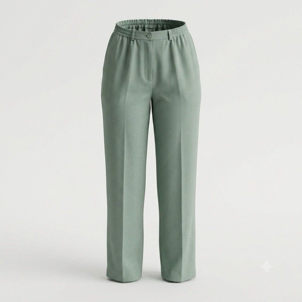 Alfred Dunner Womens Vintage Sage Green Pull On Elastic Waist Pants Size 10 USA